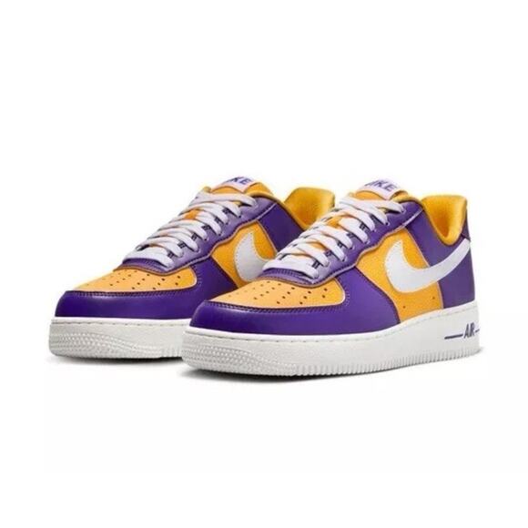 Sz 9 Wmn NIKE Air Force 1 '07 SE Court Purple University Gold Yellow FJ1408-500 - Picture 5 of 8
